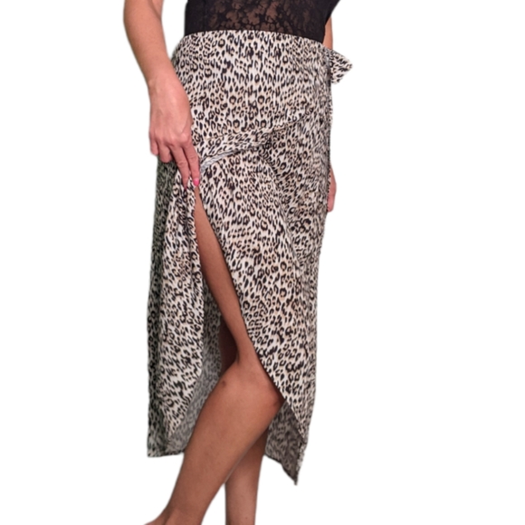 PRINCESS POLLY Midi Leopard Print Wrap Skirt / Sarong ~ NWOT - Picture 5 of 11